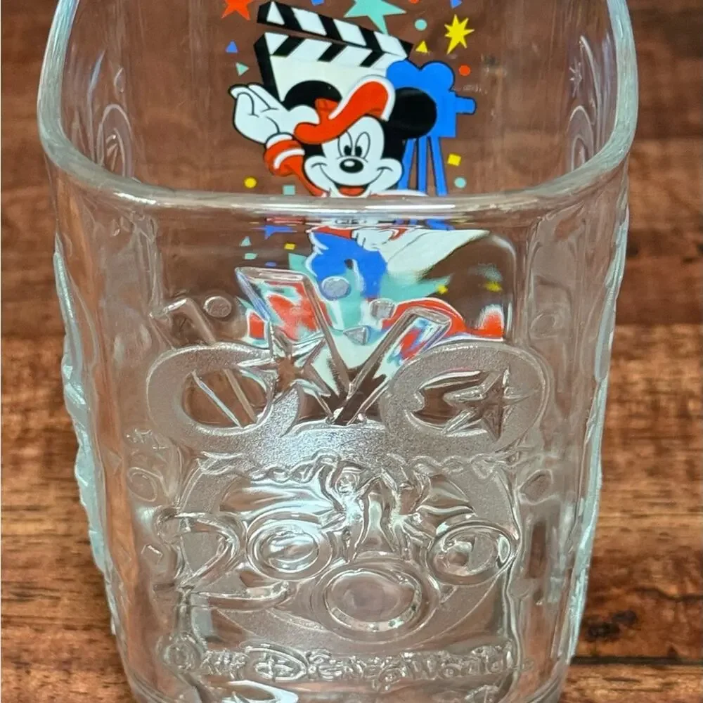 Disney Studios McDonalds 2000 Mickey Mouse Glass Tumbler Embossed Glass